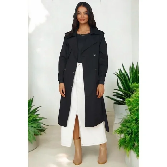 POL Classic Black Double Breasted Trench Coat - Picture 8 of 8